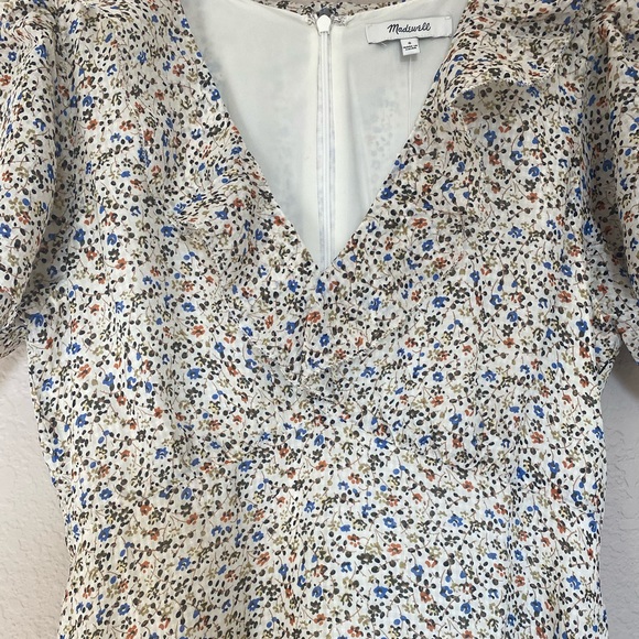 NWT Madewell Silk Ruffle Neck Mini Dress - Picture 3 of 6